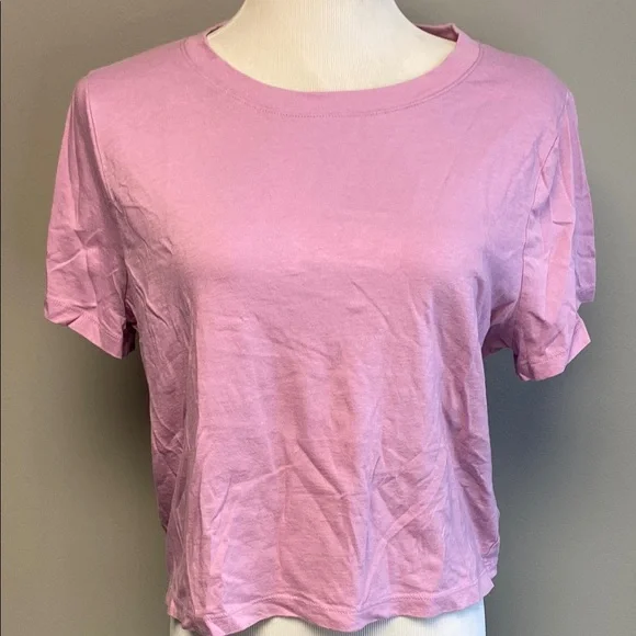 Madewell Pink Crop Relaxed Tee - Picture 4 of 5